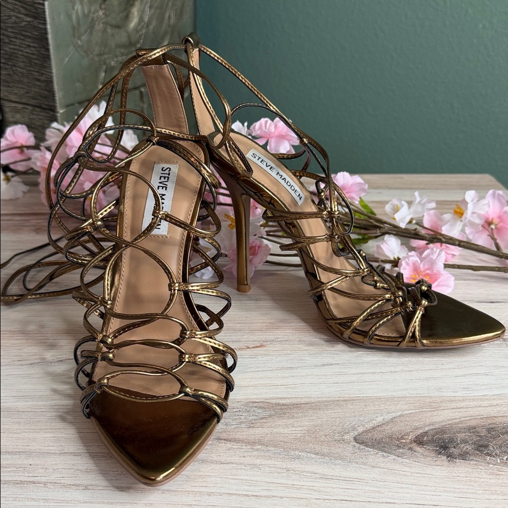 Steve Madden Sonyah Bronze Lace Up Heels Size 7